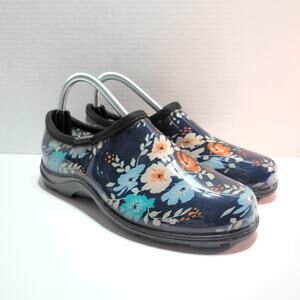 SLOGGERS Waterproof Gardening Clogs Women's 9 Made In USA Floral Fun Blue
